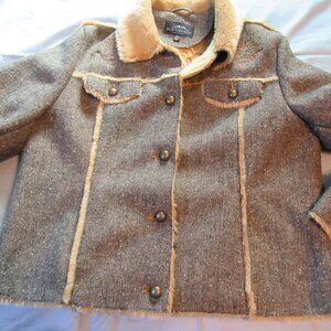 Womens Montanaco Wool Blend Faux Fur Lined Jacket Sz XL